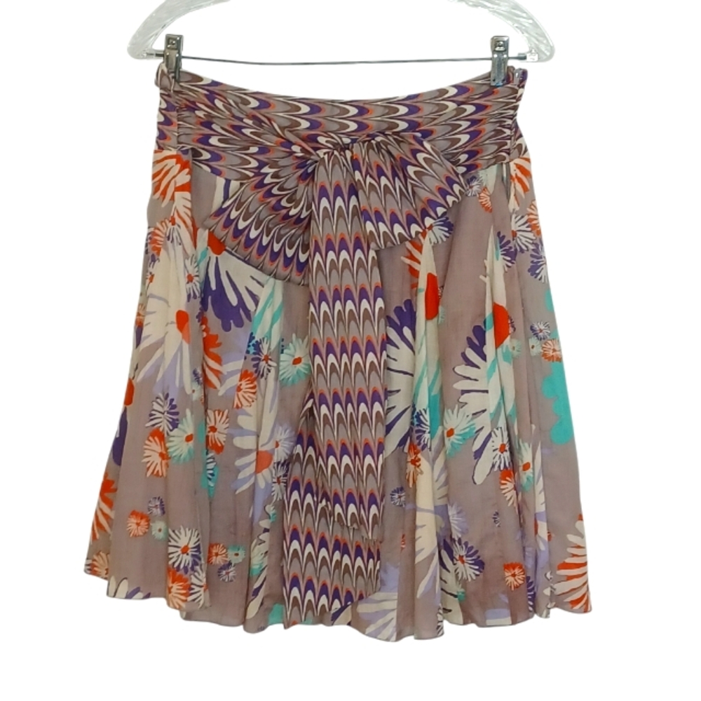 Aryeh Multicolor Floral Cotton Boho Swing Skirt Women's Sz Lg